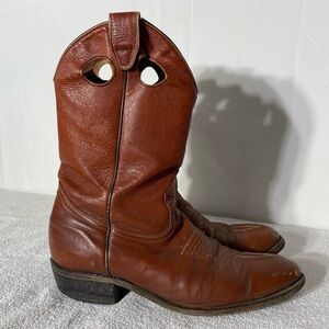 Vintage Brown Leather Pointed Toe Cowboy Boots Western Rodeo Boots 6.5B